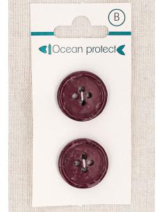 Carte de 2 boutons bordeaux 20 mm 4 trous - Bord roulotté