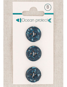 Carte de 3 boutons marine 15 mm 4 trous - Bord roulotté
