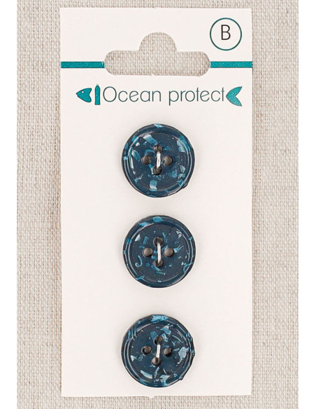 Carte de 3 boutons marine 15 mm 4 trous - Bord roulotté