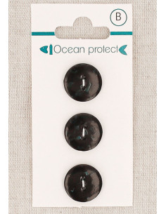 Carte de 3 boutons noirs 15 mm 2 trous - Plats