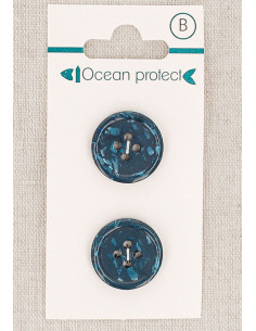 Carte de 2 boutons marine 18 mm 4 trous - Bord roulotté