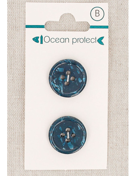 Carte de 2 boutons marine 18 mm 4 trous - Bord roulotté