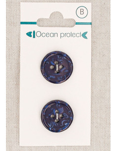 Carte de 2 boutons marine 18 mm 4 trous - Bord roulotté