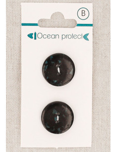 Carte de 2 boutons noirs 18 mm 2 trous - Plats