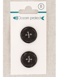 Carte de 2 boutons noirs 18 mm 4 trous - Bord roulotté