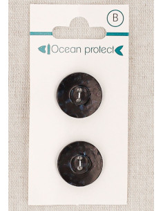 Carte de 2 boutons noirs 18 mm 2 trous - Bordure