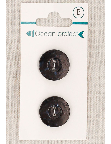 Carte de 2 boutons noirs 18 mm 2 trous - Bordure