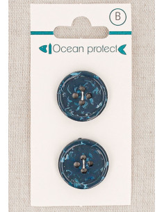 Carte de 2 boutons marine 20 mm 4 trous - Bord roulotté