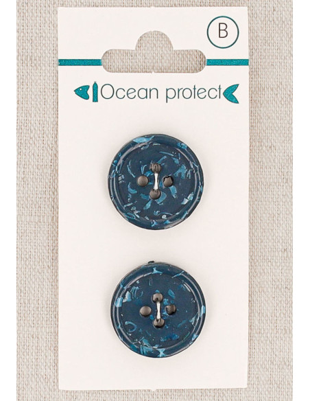 Carte de 2 boutons marine 20 mm 4 trous - Bord roulotté