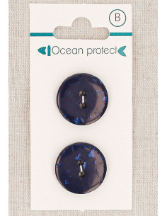 Carte de 2 boutons marine 20 mm 2 trous - Plats