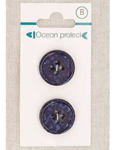 Carte de 2 boutons marine 20 mm 4 trous - Bord roulotté