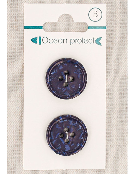 Carte de 2 boutons marine 20 mm 4 trous - Bord roulotté