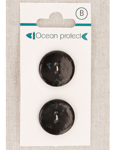 Carte de 2 boutons noirs 20 mm 2 trous - Plats