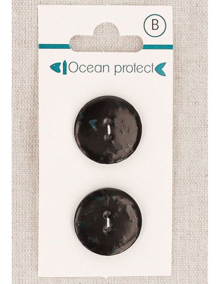 Carte de 2 boutons noirs 20 mm 2 trous - Plats