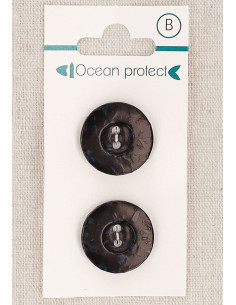 Carte de 2 boutons noirs 20 mm 2 trous - Bordure