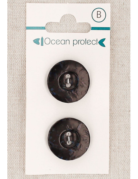Carte de 2 boutons noirs 20 mm 2 trous - Bordure