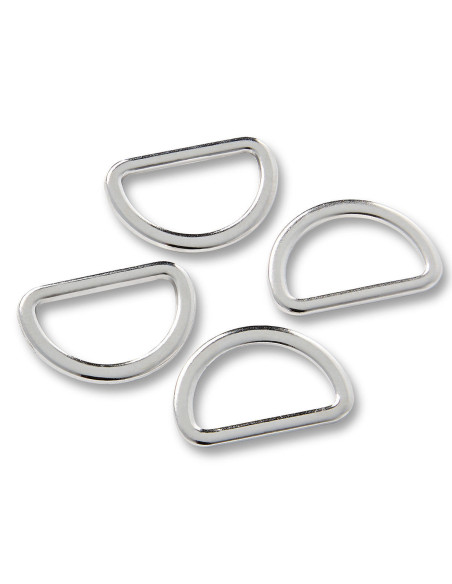 Boite de 4 anneaux en D - Argent 20 mm