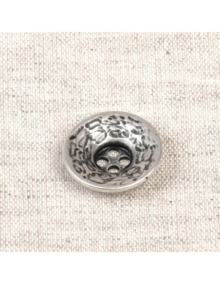 Bouton 4 trous métal - Argent vieilli