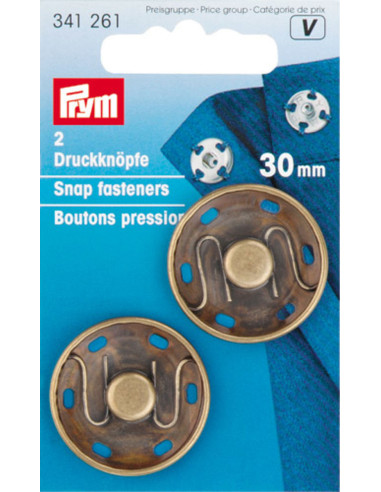 Boutons pression à coudre 30 mm - Bronze