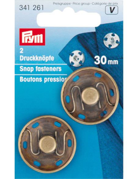 Boutons pression à coudre 30 mm - Bronze