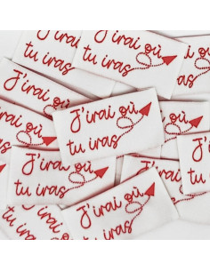 Lot de 5 étiquettes tissées à coudre J´irai où tu iras