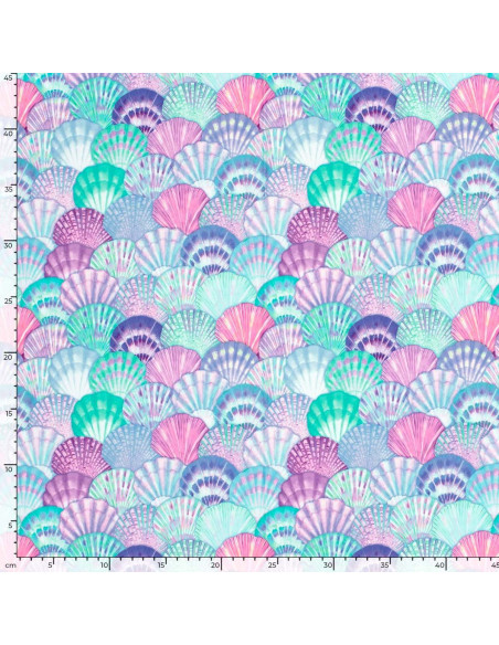 Tissu lycra maillot de bain - Coquillage bleu