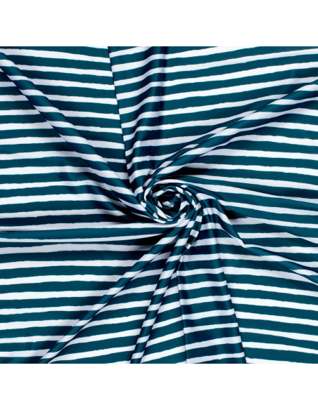 Tissu lycra maillot de bain - Rayures bleu canard