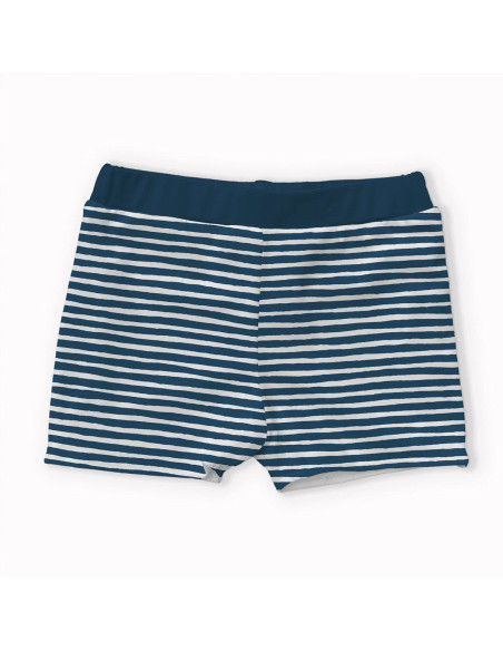 Tissu lycra maillot de bain - Rayures bleu canard