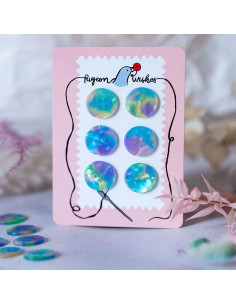 Carte de 6 boutons en biorésine 25 mm 4 trous - Neverland