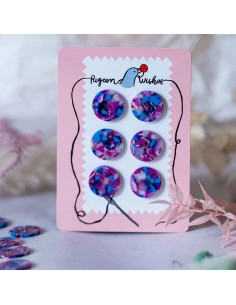 Carte de 6 boutons en biorésine 25 mm 4 trous - Lucid