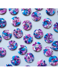 Carte de 6 boutons en biorésine 25 mm 4 trous - Lucid 2