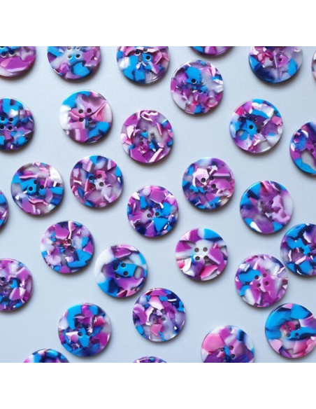 Carte de 6 boutons en biorésine 25 mm 4 trous - Lucid