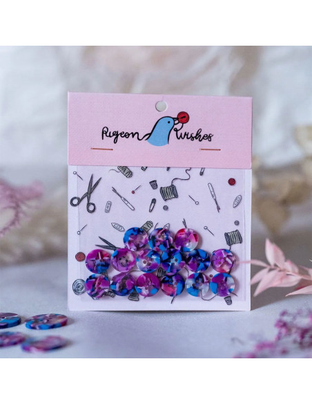 Paquet de 15 boutons en biorésine 15 mm 4 trous - Lucid