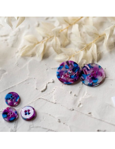 Paquet de 15 boutons en biorésine 15 mm 4 trous - Lucid 2