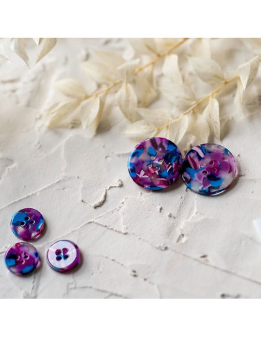 Paquet de 15 boutons en biorésine 15 mm 4 trous - Lucid