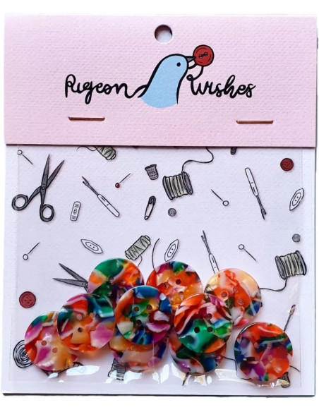 Paquet de 10 boutons en biorésine 20 mm 4 trous - Kaleidoscope