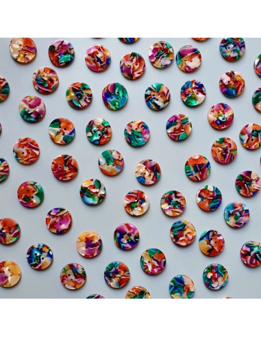 Paquet de 10 boutons en biorésine 20 mm 4 trous - Kaleidoscope