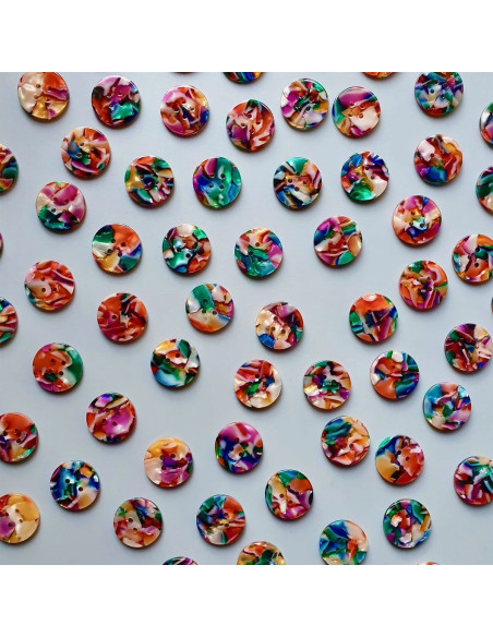 Paquet de 10 boutons en biorésine 20 mm 4 trous - Kaleidoscope