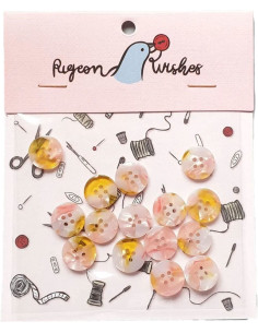 Paquet de 15 boutons en biorésine 15 mm 4 trous - Fanciful