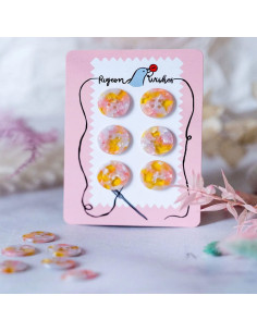 Carte de 6 boutons en biorésine 25 mm 4 trous - Fanciful