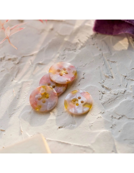 Carte de 6 boutons en biorésine 25 mm 4 trous - Fanciful