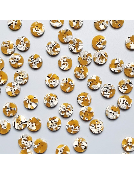 Paquet de 15 boutons en biorésine 15 mm 4 trous - Savanna