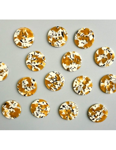 Carte de 6 boutons en biorésine 25 mm 4 trous - Savanna