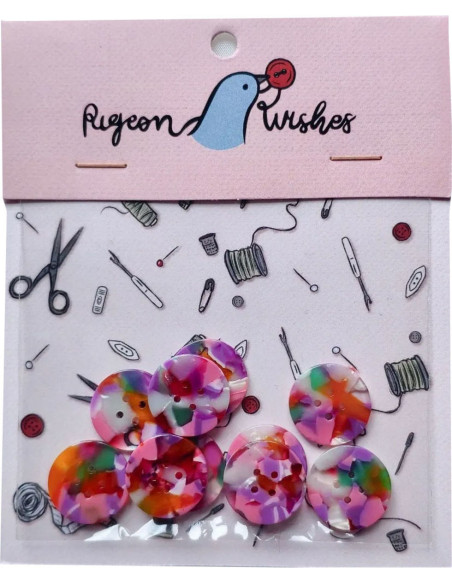 Paquet de 10 boutons en biorésine 20 mm 4 trous - Bloom