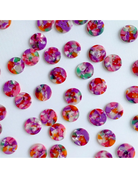 Paquet de 10 boutons en biorésine 20 mm 4 trous - Bloom