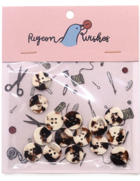 Paquet de 15 boutons en biorésine 15 mm 4 trous - Wuthering