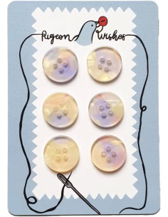 Carte de 6 boutons en biorésine 25 mm 4 trous - Mystic Meg