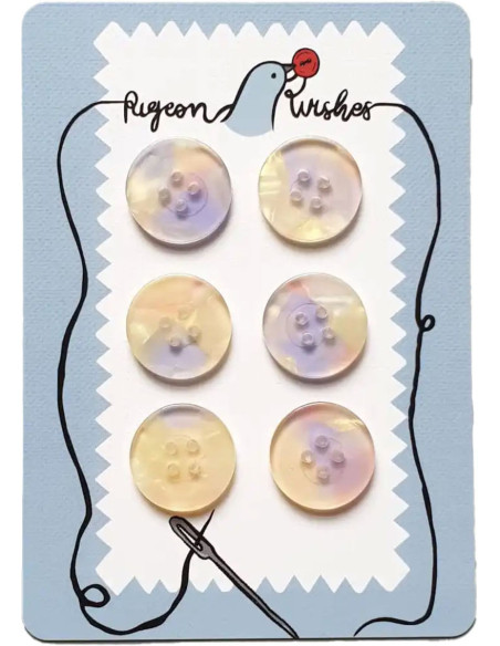 Carte de 6 boutons en biorésine 25 mm 4 trous - Mystic Meg