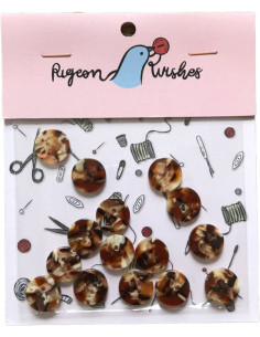 Paquet de 15 boutons en biorésine 15 mm 4 trous - Chai Latte