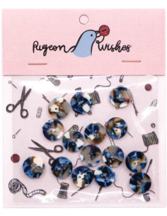 Paquet de 15 boutons en biorésine 15 mm 4 trous - Roswell